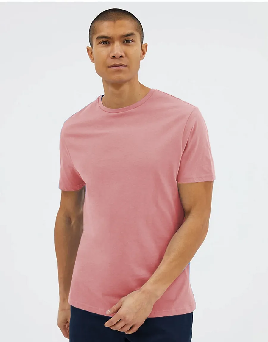 Men Plain Crew-Neck Short Sleeve Tee Shirt-Apricoat