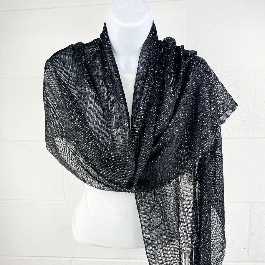 Metallic Fringe Multi Use Scarf Shawl Wraps Neutral Tones (1 units)