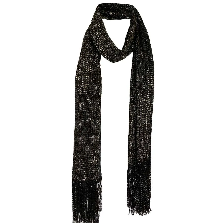 Metallic Fringe Multi Use Scarf Shawl Wraps Neutral Tones (1 units)