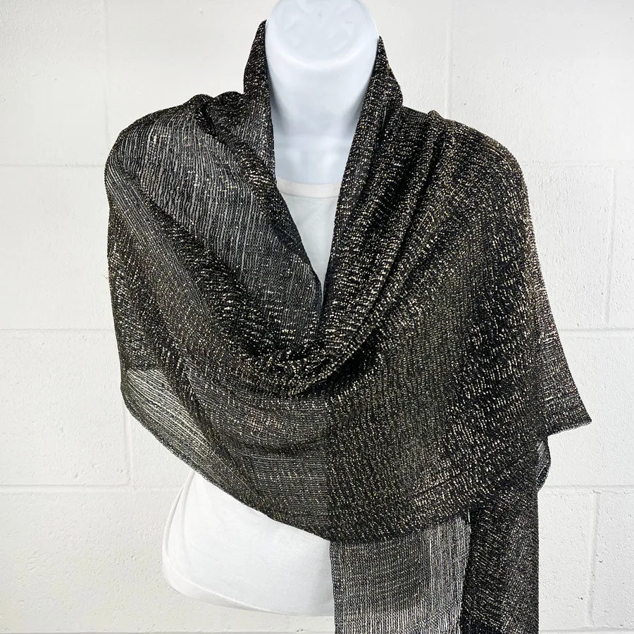 Metallic Fringe Multi Use Scarf Shawl Wraps Neutral Tones (1 units)