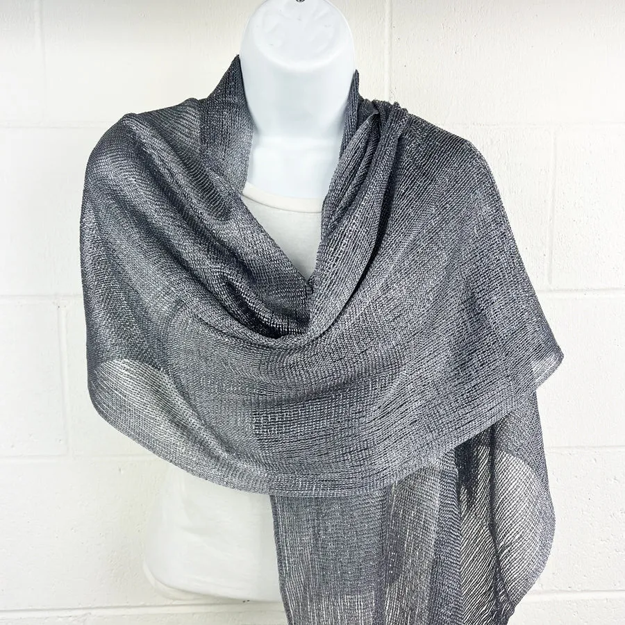 Metallic Fringe Multi Use Scarf Shawl Wraps Neutral Tones (1 units)