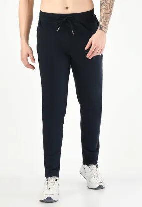 Navy Solid Relaxed Fit Casual Trouser