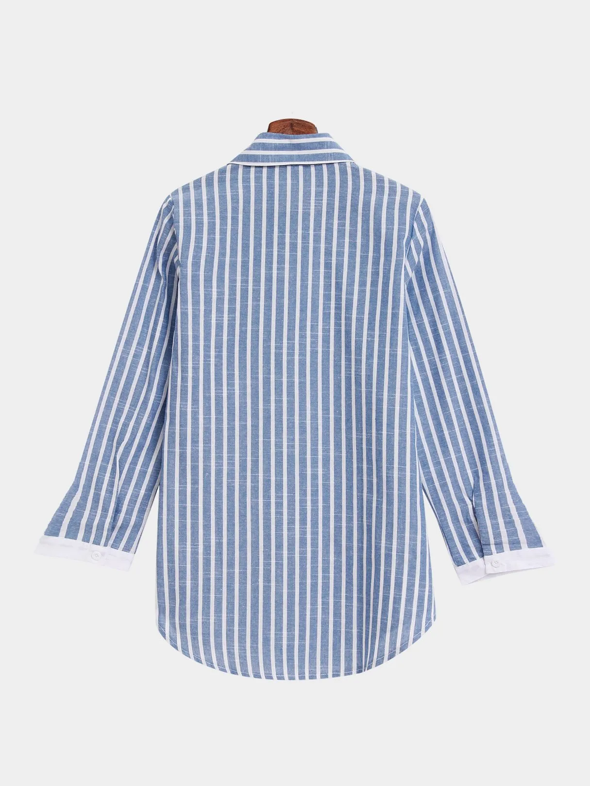 OEM ODM Stripe Long Sleeve Blue Blouses