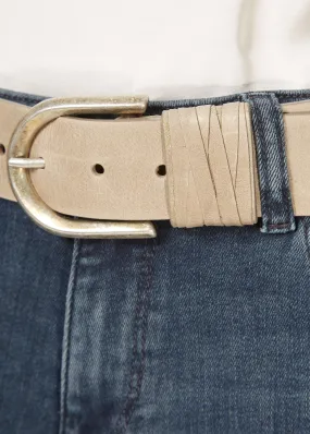 'Olivia' Taupe Belt With Silver Buckle