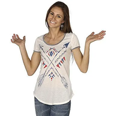 Panhandle Women's White Blue and Red Arrows Tee