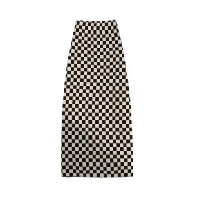 Pre Order:  Checkered Knitted Midi Skirt