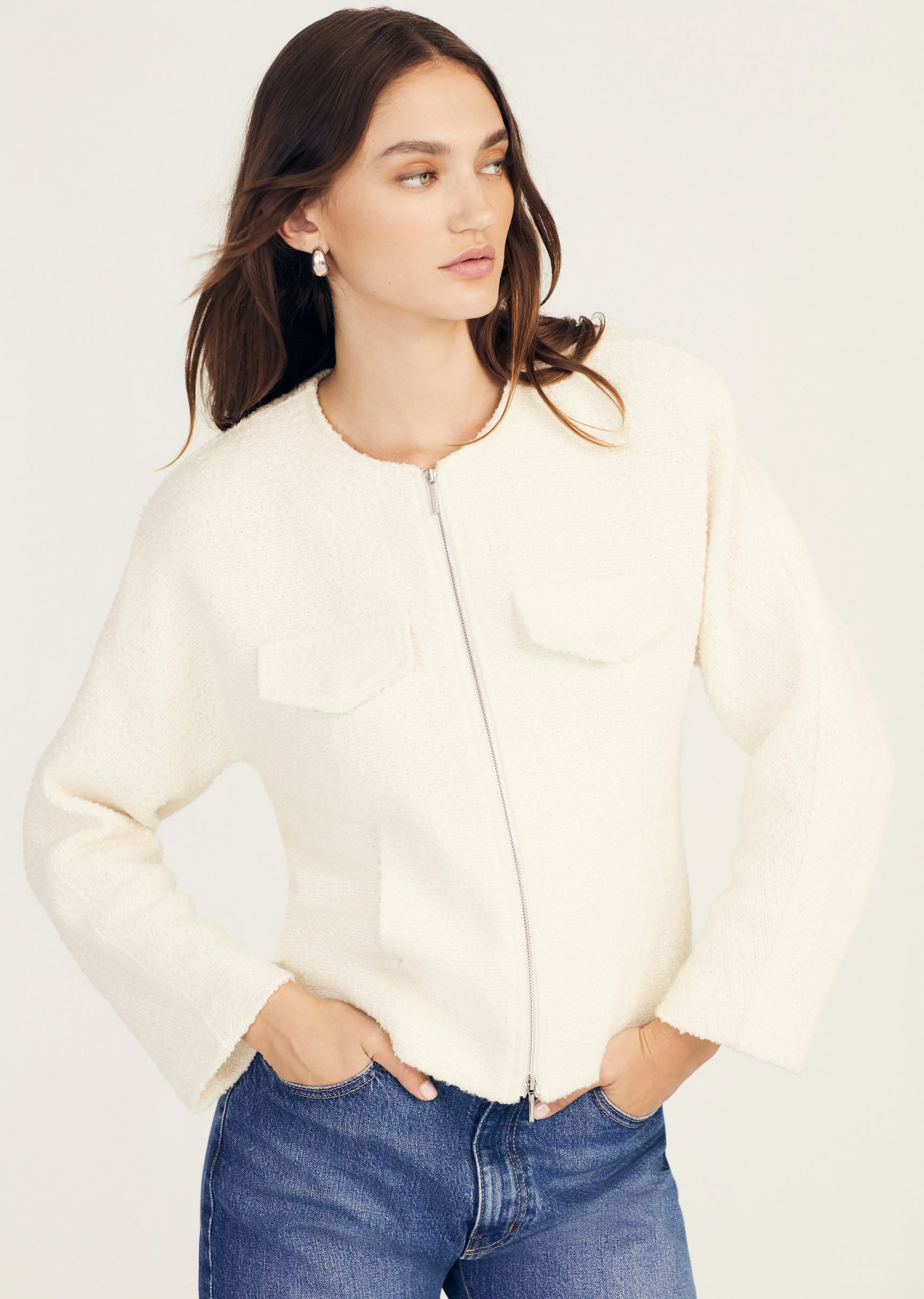 Prewett Zip Front Jacket - Blanc de Blanc