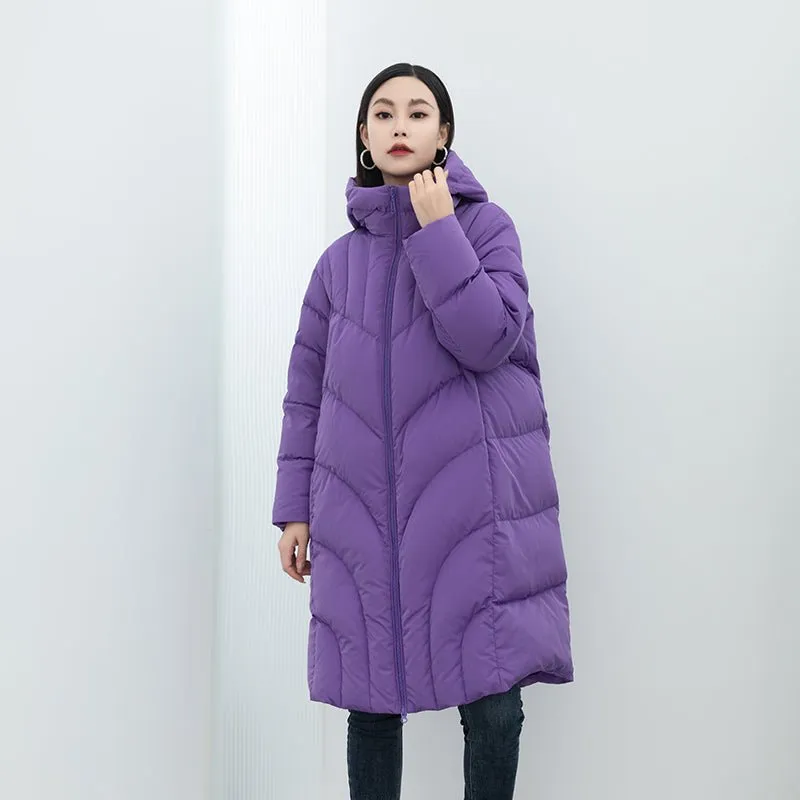 Purple Long Down Winter Jacket Coats