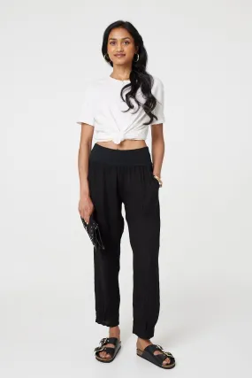 Relaxed Linen Blend Tapered Trousers