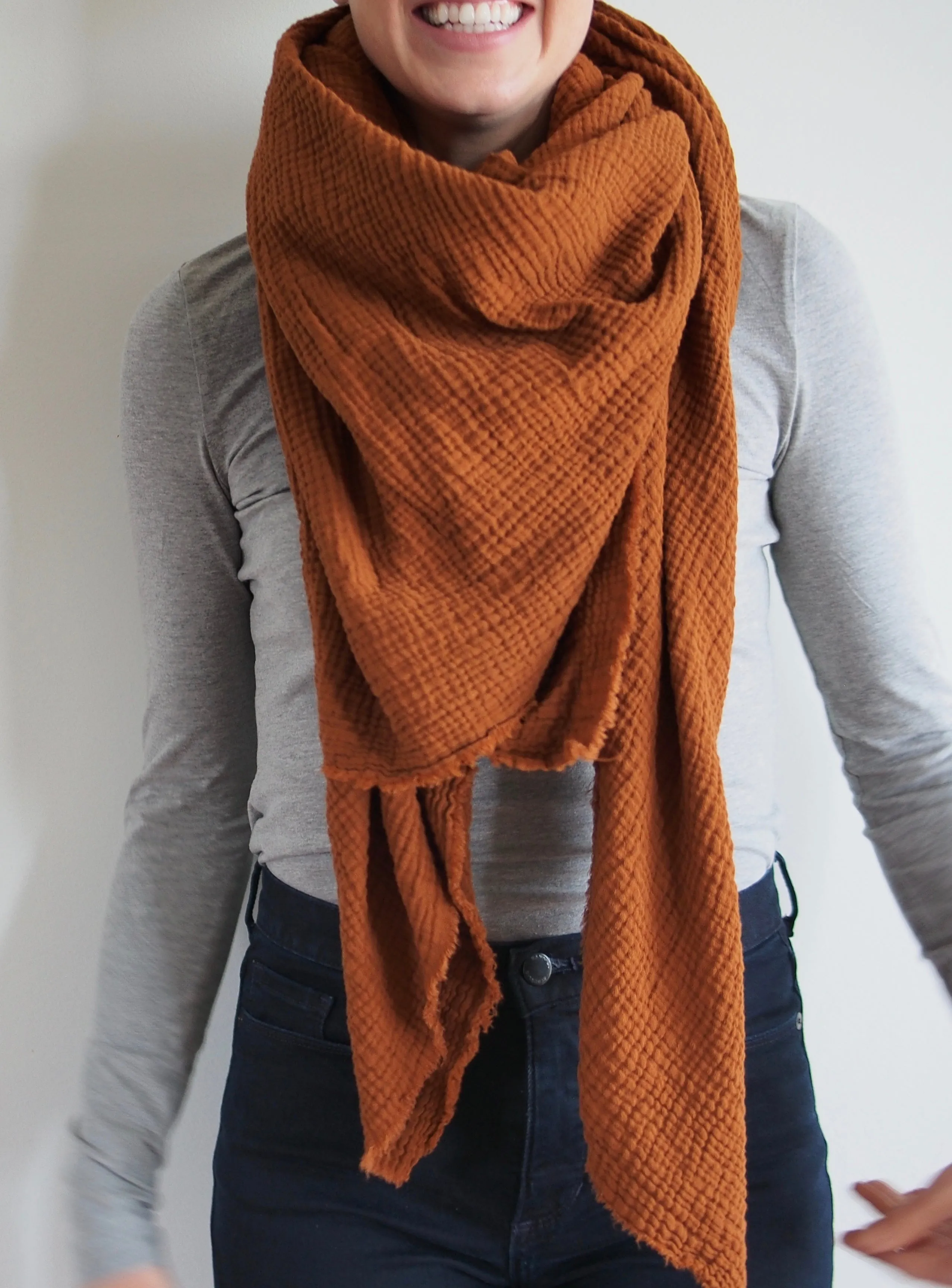 Rust Gauze Blanket Scarf