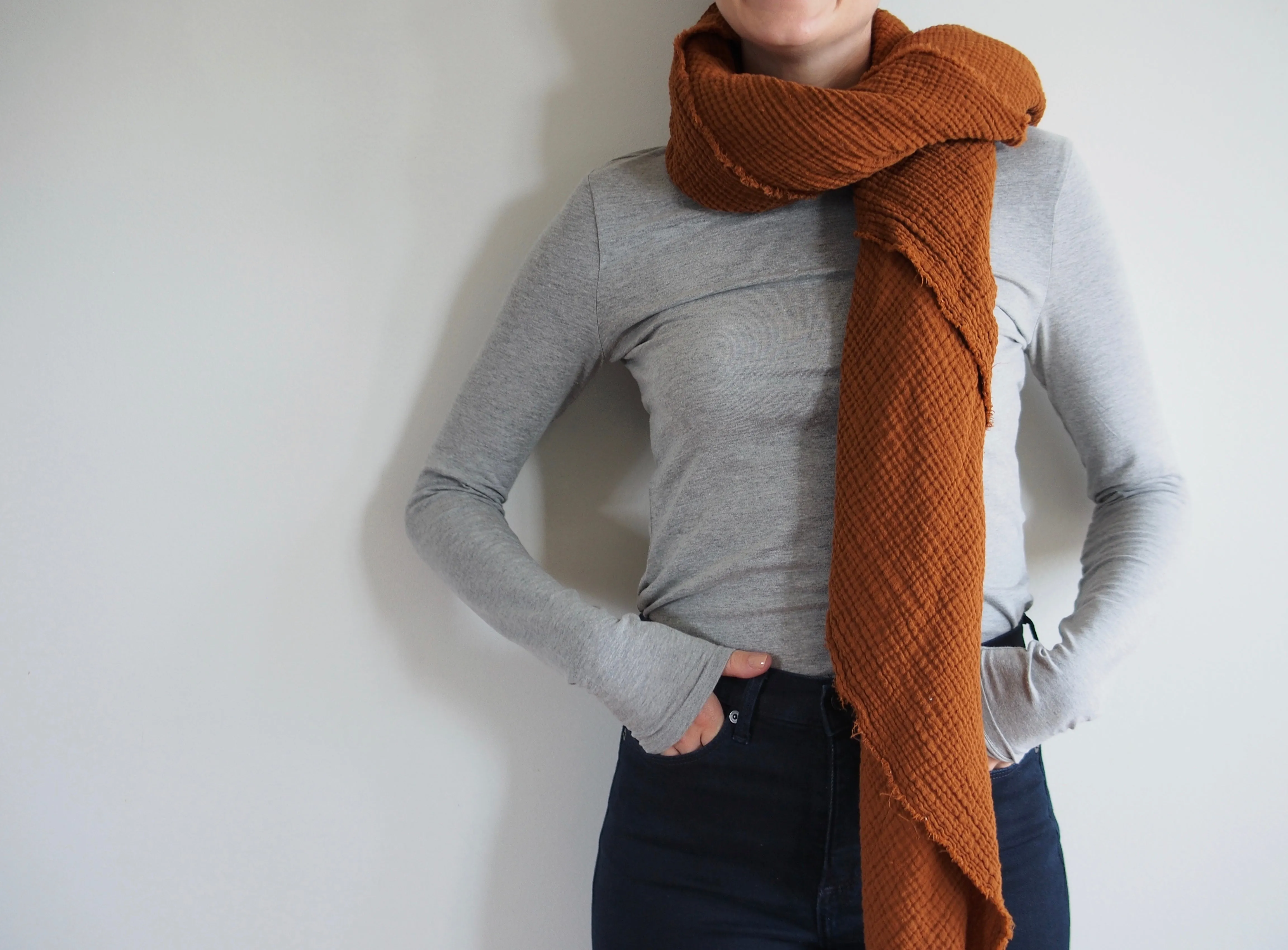 Rust Gauze Blanket Scarf