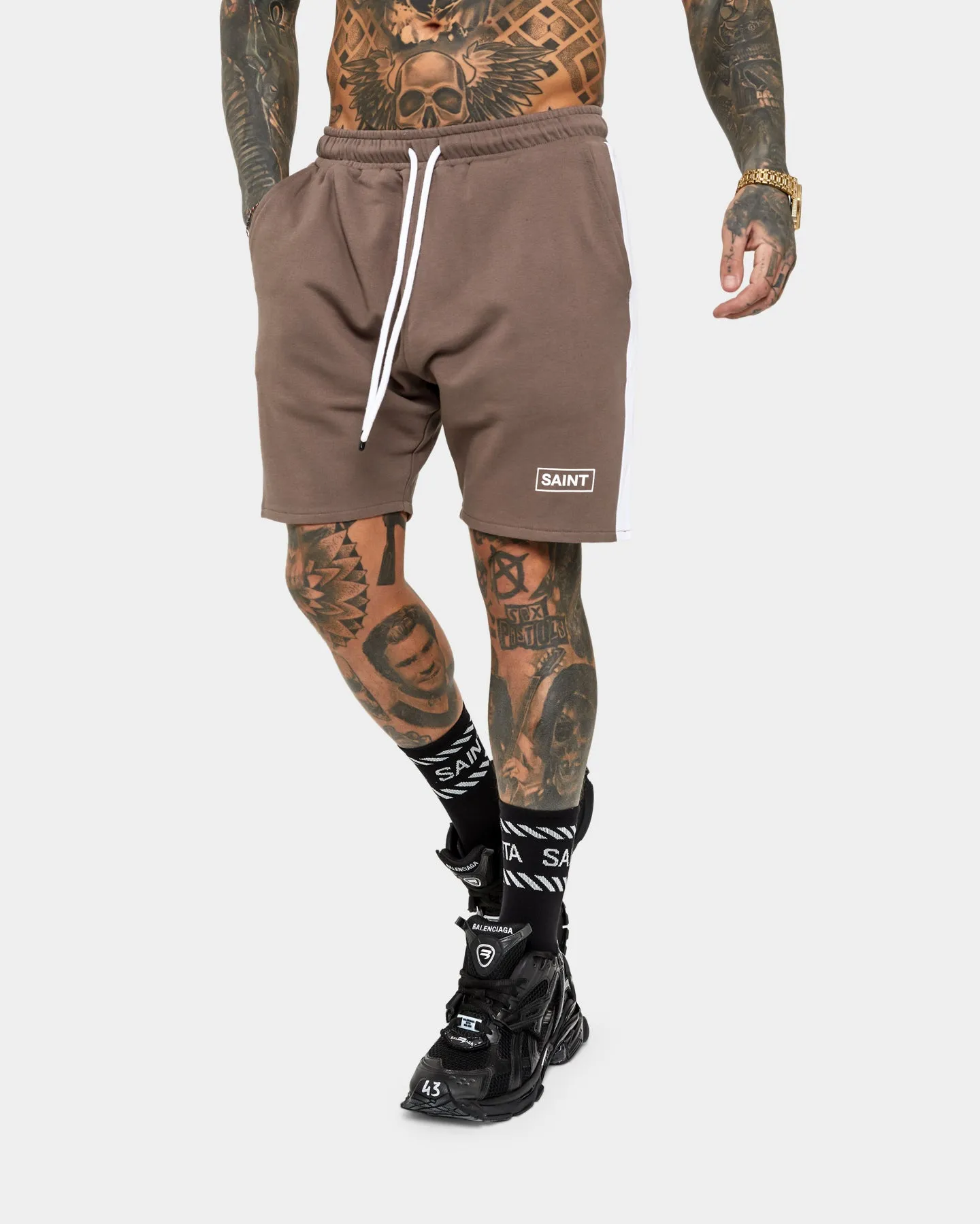 Saint Morta Minimal Sport Sweat Shorts Brown