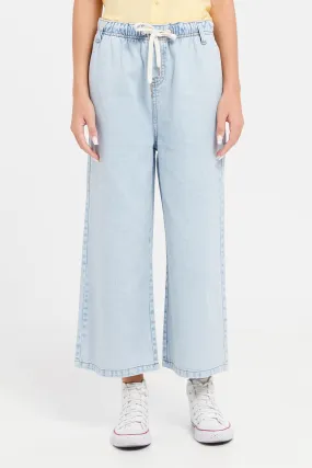 Senior Girls Blue Wide Leg Culotte Pants