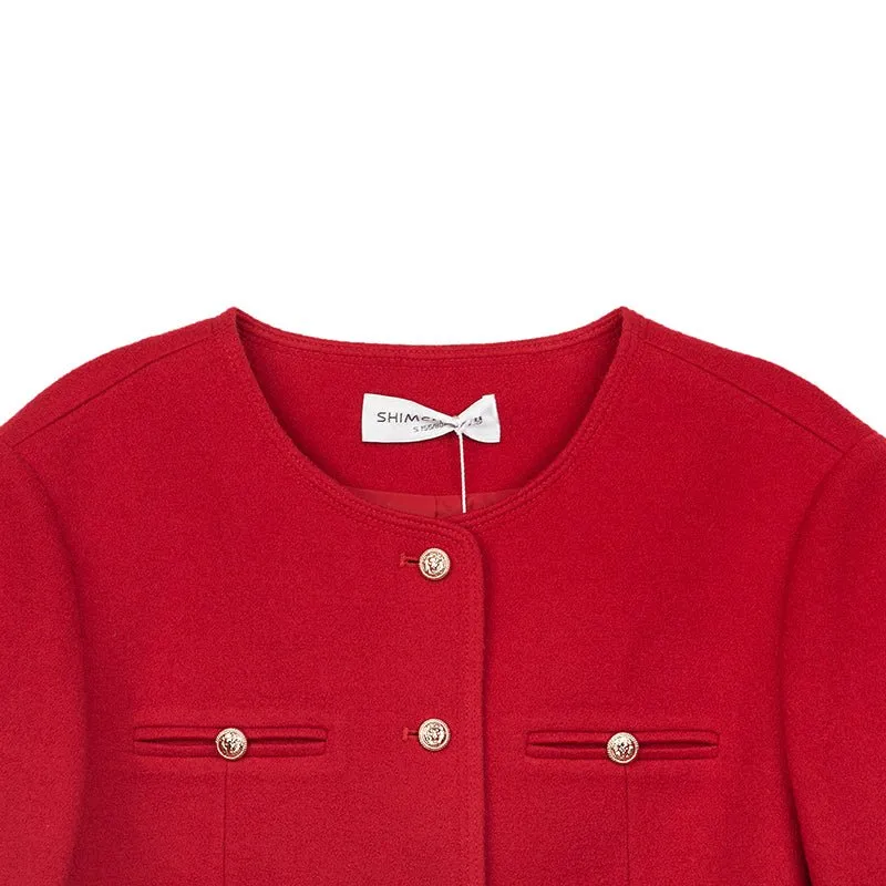 Short Red Coats With Metal Buttons