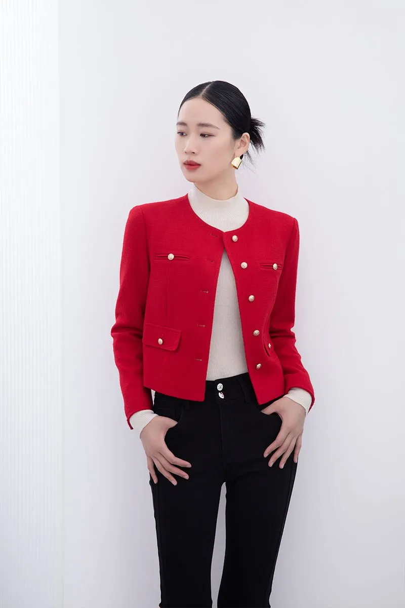 Short Red Coats With Metal Buttons