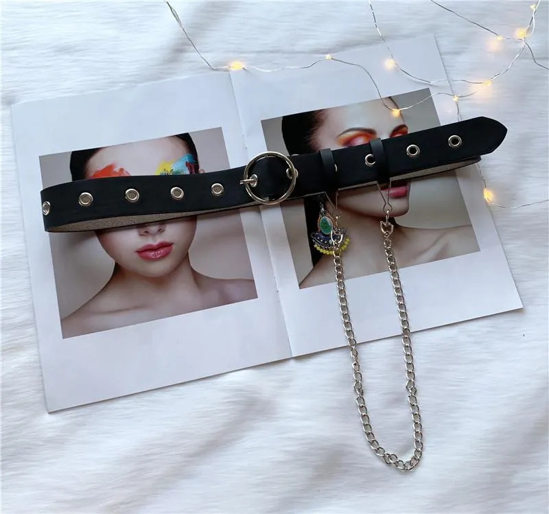 Simple Metal Chains Vintage Aesthetic Leather Belts