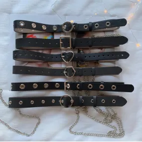 Simple Metal Chains Vintage Aesthetic Leather Belts