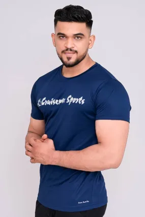 Solid Dye Round Neck T-Shirts Navy Firozi