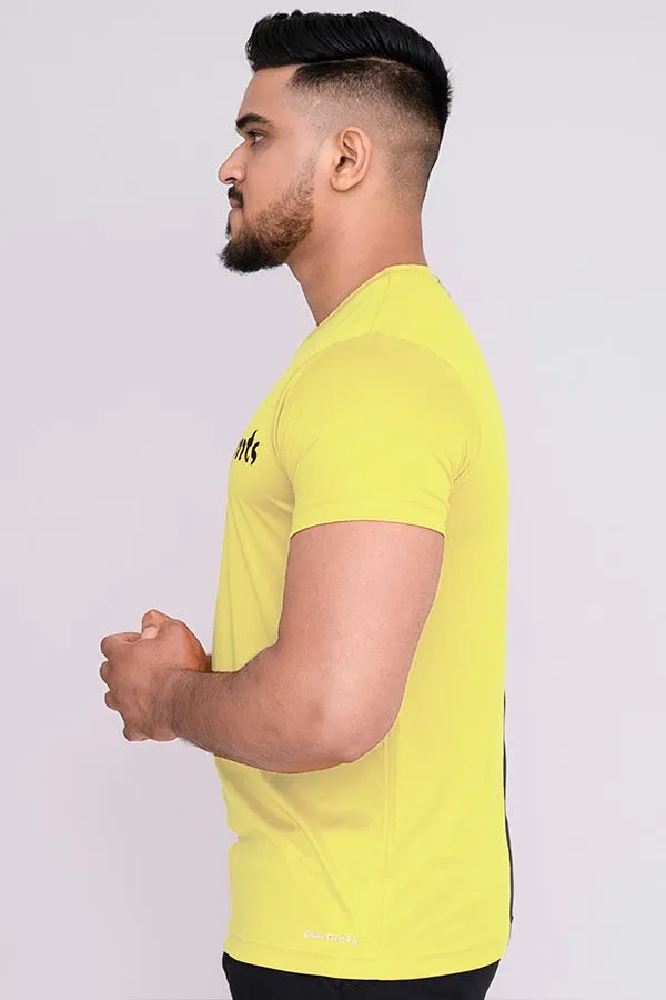 Solid Dye Round Neck T-Shirts Yellow Black