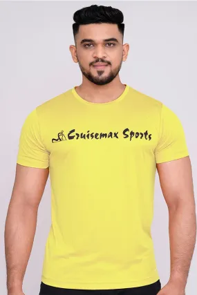 Solid Dye Round Neck T-Shirts Yellow Black