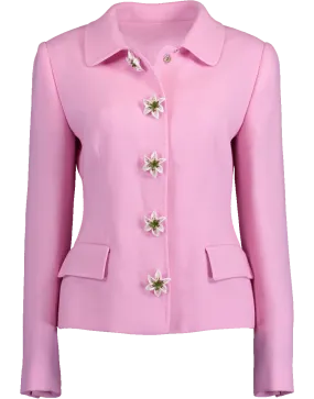 Structured Jacket with Lily Flower Buttons