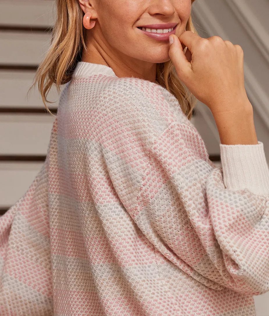 The Coziest Cashmere Blend Soft Stripe Sweater - Pastel Soft Stripe