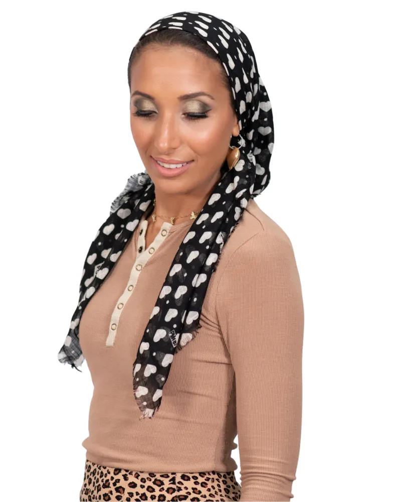 Tie Ur Knot Black/Ivory Neutral Hearts Luxe Square