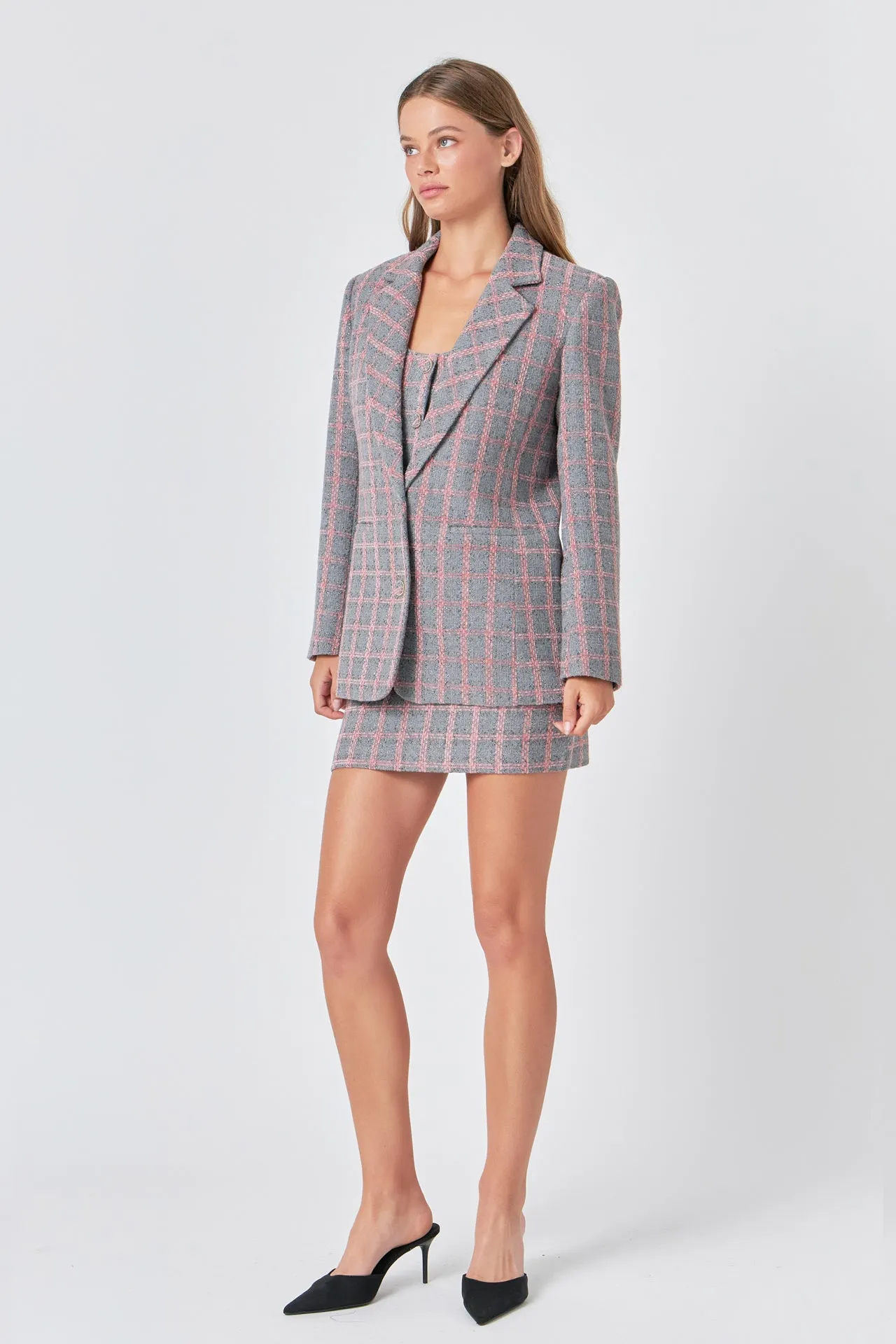 Tweed Single Breast Blazer