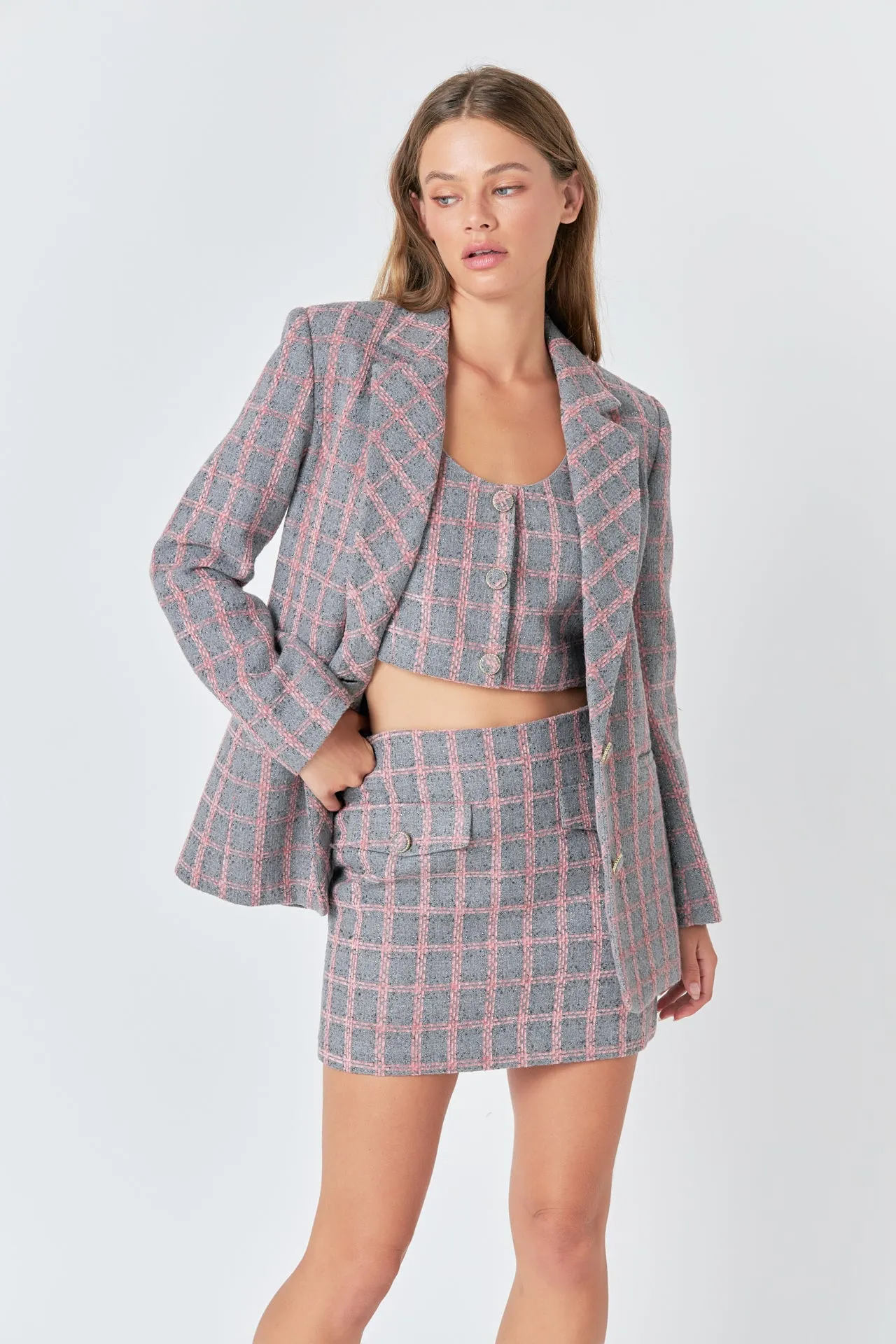 Tweed Single Breast Blazer