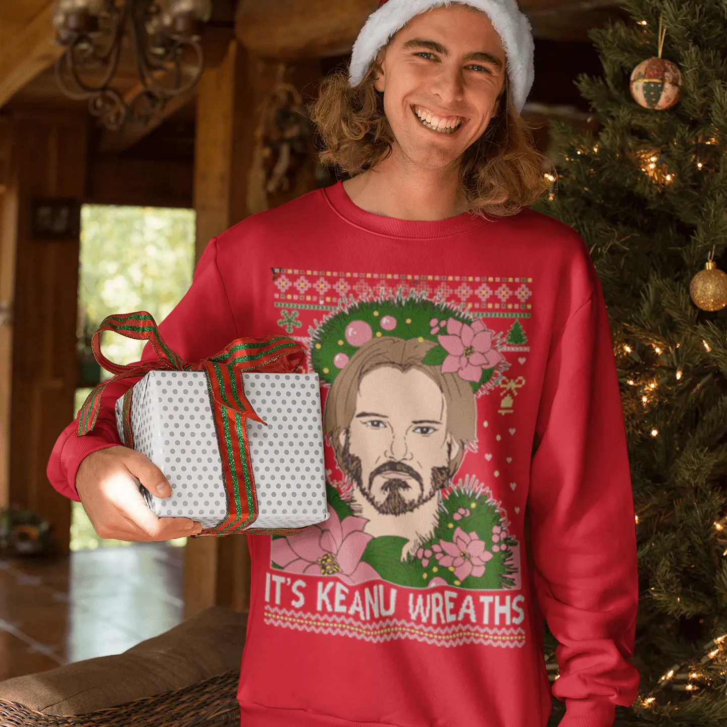 Ugly Christmas Crewneck Graphic Unisex Sweatshirt It's Kenu Wreath's