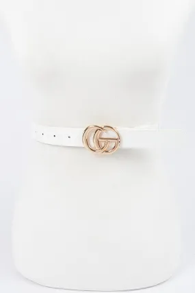 White Patent Simple Belt