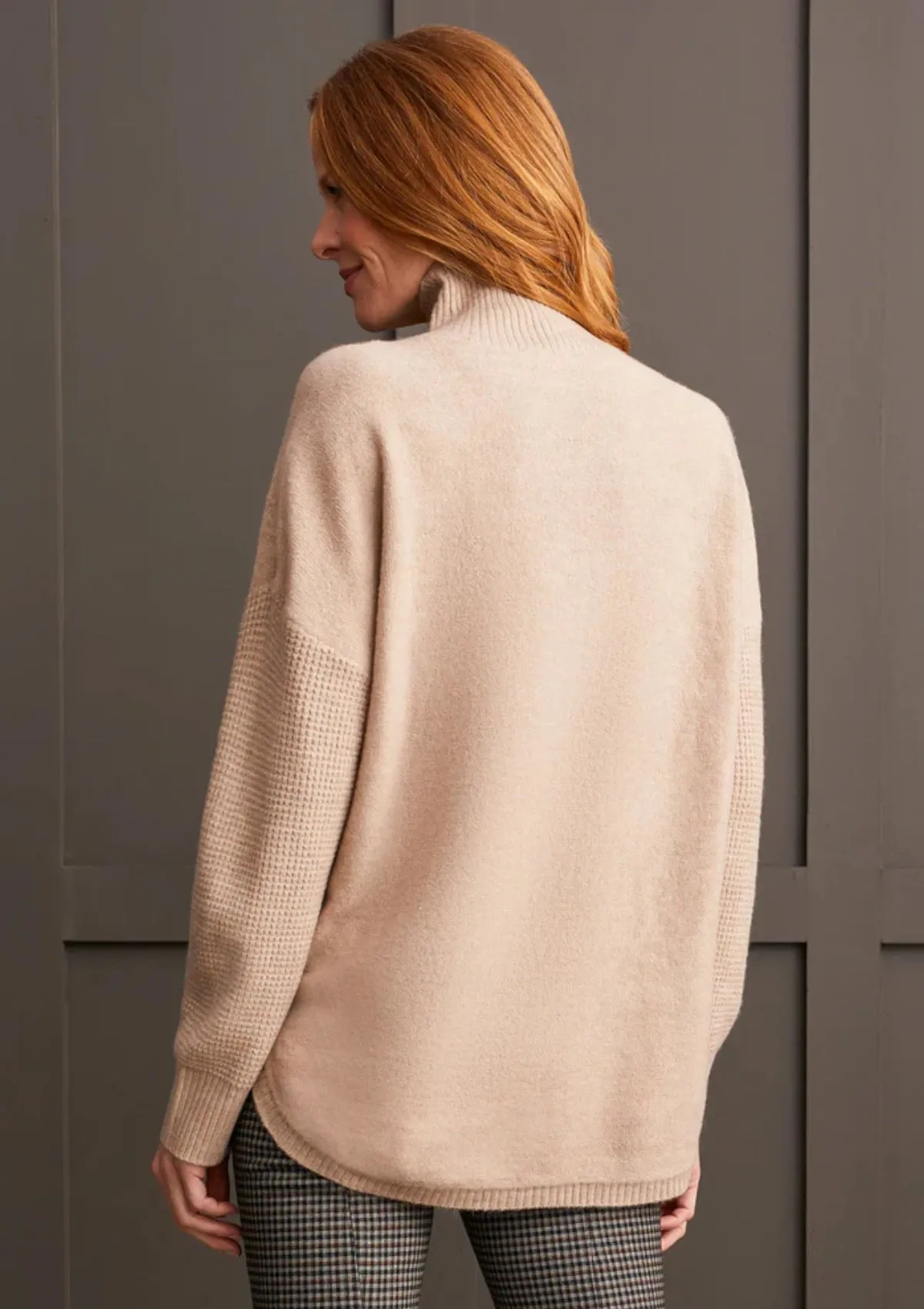 Willa Textured Mock Neck Sweater - Oatmeal