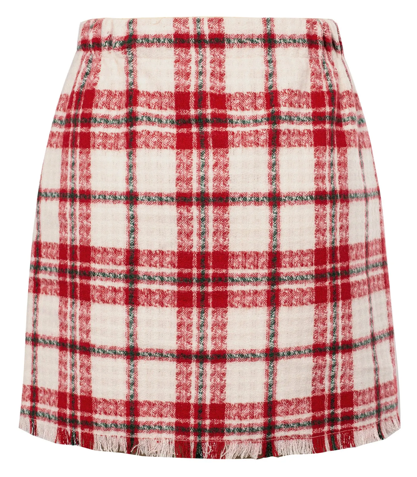 Women's Plaid Tweed Skirt High Waist Button Front Split Bodycon Pencil Mini Skirts