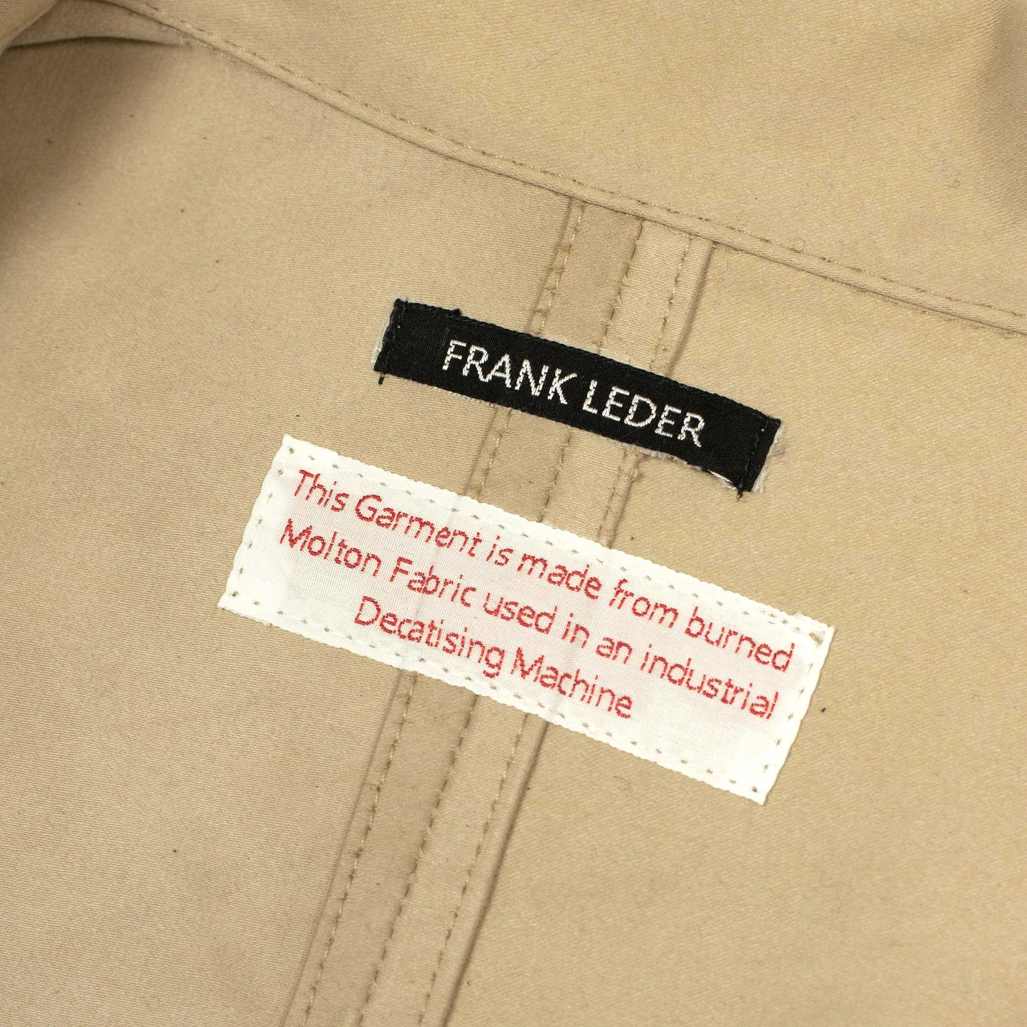 Work jacket in cream and brown burnt molton cotton