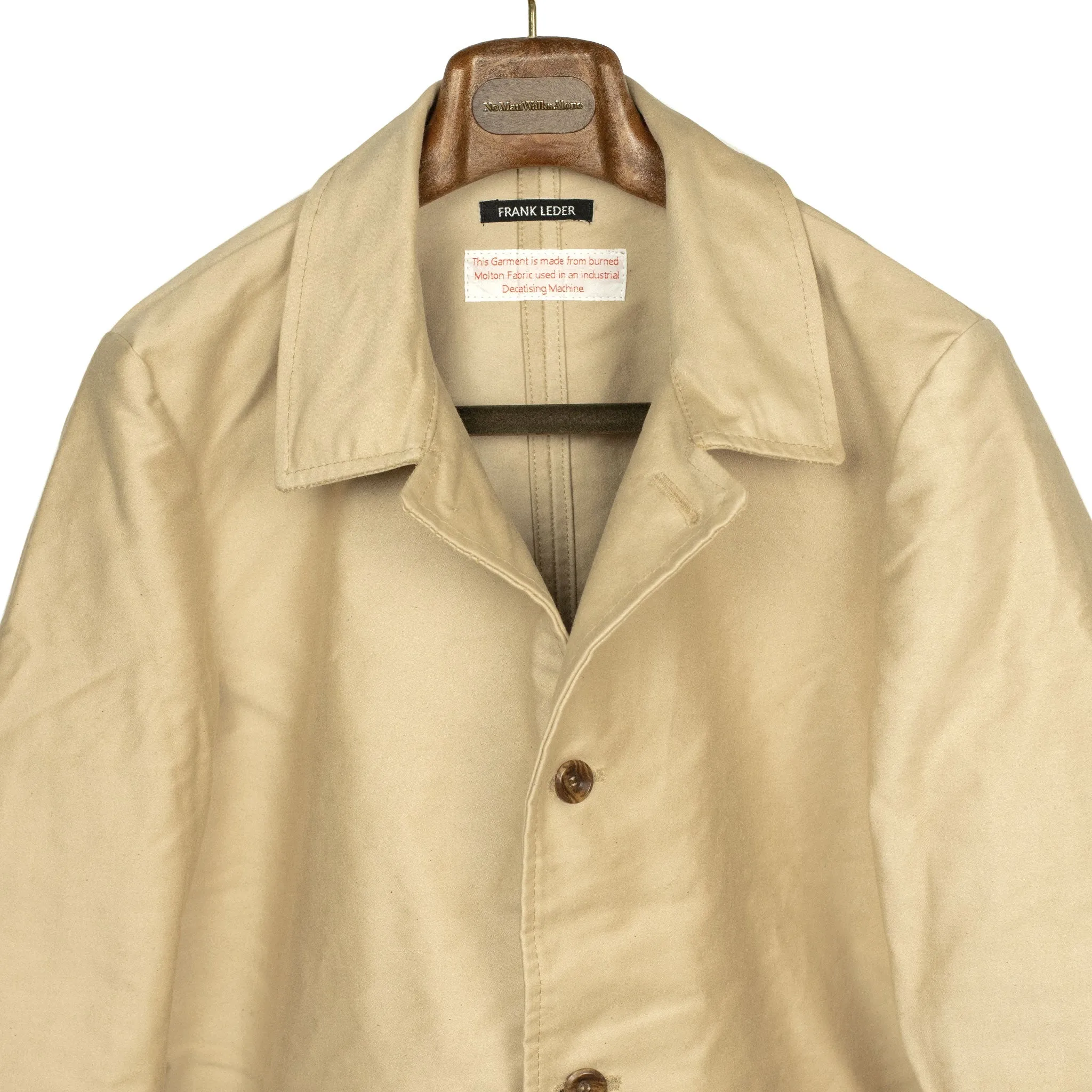 Work jacket in cream and brown burnt molton cotton