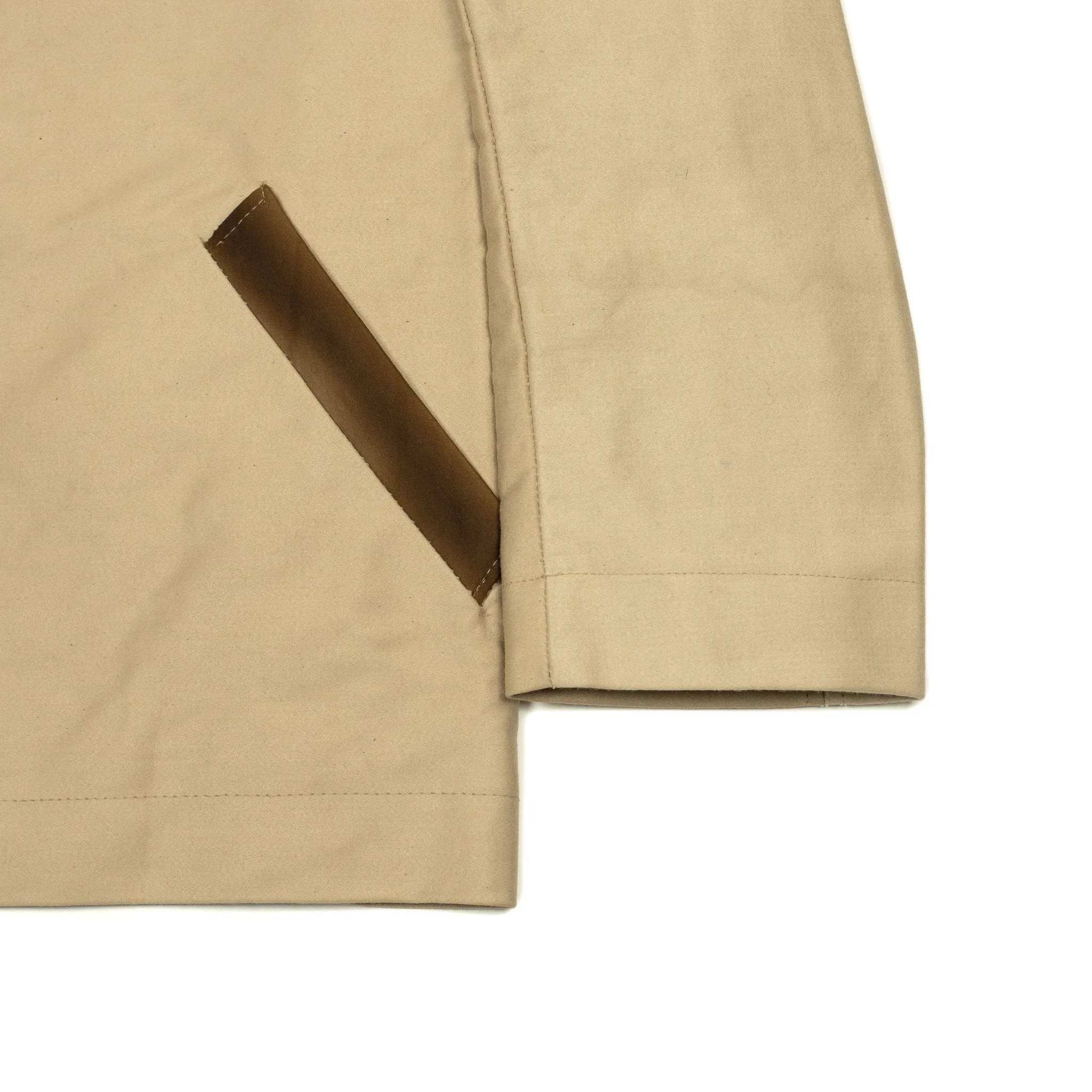 Work jacket in cream and brown burnt molton cotton